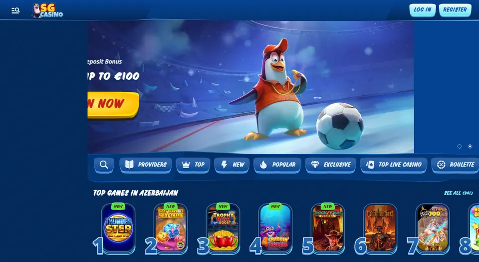 Homepage di SGCasino, casinò non AAMS con free spin